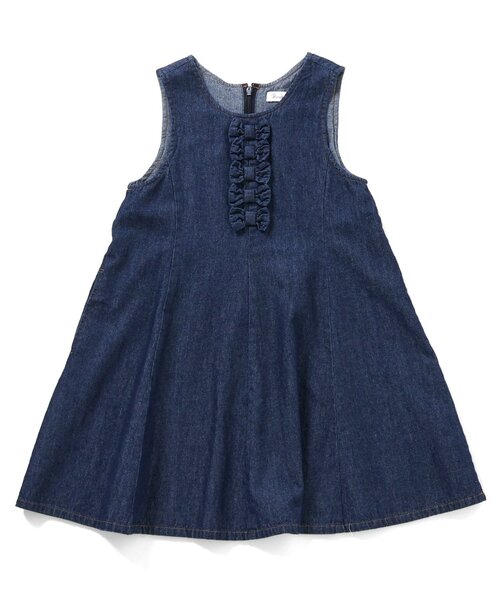 Boribon(ボリボン)の「リボンモチーフココデニムジャンスカ(ワンピース・キッズ・ネイビー/アイボリー・120/110/100/90/80/70)」の7枚目の写真