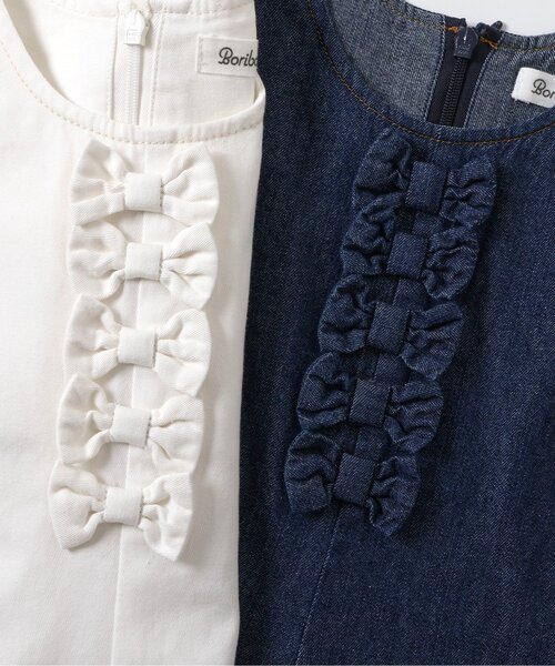 Boribon(ボリボン)の「リボンモチーフココデニムジャンスカ(ワンピース・キッズ・ネイビー/アイボリー・120/110/100/90/80/70)」の13枚目の写真