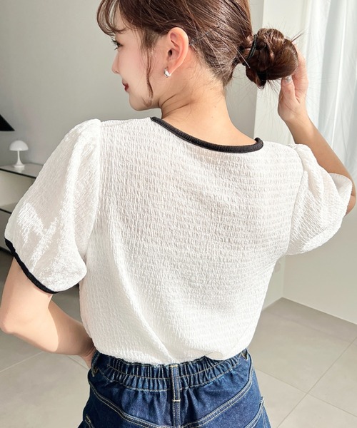 moment+(モーメントプラス)の「無地&ドットプリント配色パイピングプルオーバー(Tシャツ/カットソー・レディース・オフホワイト/ブラック/イエロー系その他/ナチュラル/ブラック系その他/ホワイト系その他・L/M)」の13枚目の写真