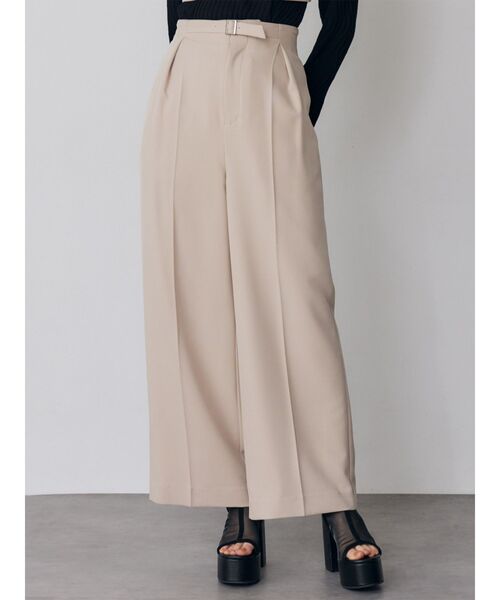 MURUA（ムルーア）の「【セットアップ対応】フロントベルトワイドパンツ（スラックス・レディース・ブラック/ベージュ/ミント/グレー・2/1）」の3枚目の写真