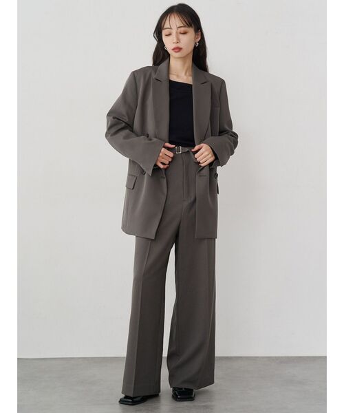 MURUA（ムルーア）の「【セットアップ対応】フロントベルトワイドパンツ（スラックス・レディース・ブラック/ベージュ/ミント/グレー・2/1）」の11枚目の写真