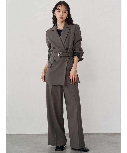 MURUA（ムルーア）の「【セットアップ対応】フロントベルトワイドパンツ（スラックス・レディース・ブラック/ベージュ/ミント/グレー・2/1）」の14枚目の写真