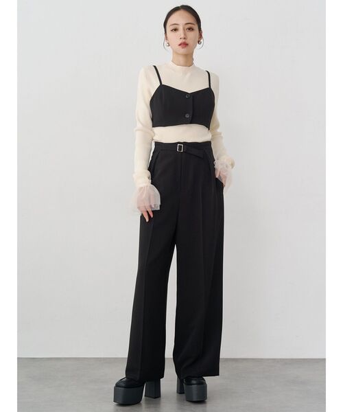 MURUA（ムルーア）の「【セットアップ対応】フロントベルトワイドパンツ（スラックス・レディース・ブラック/ベージュ/ミント/グレー・2/1）」の20枚目の写真