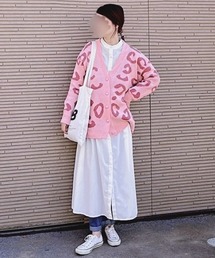 ゆるっと肩落ちあったかレオパードカーデ