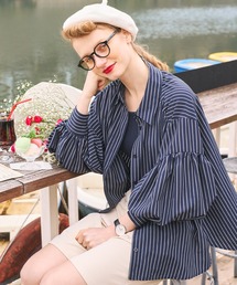 BONLECILL | 【UVカット率97%】ライトシアーギャザーボリュームスリーブ 涼しげ オーバーシャツ【纏うUVケア - ソルヴェール】(シャツ/ブラウス)