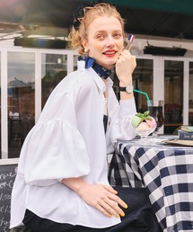 BONLECILL | 【UVカット率97%】ライトシアーギャザーボリュームスリーブ 涼しげ オーバーシャツ【纏うUVケア - ソルヴェール】(シャツ/ブラウス)