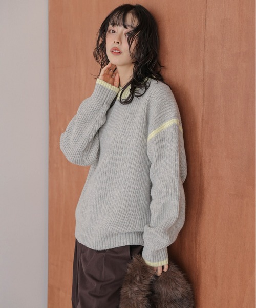 きょえさま専用　リブ編みフルジッパーセーター➕ベスト セール】配色リブニットトップス（ニット/セーター）｜La-gemme