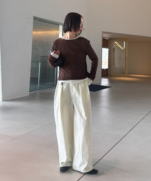select MOCA by son（セレクトモカバイソン）の「コットンブレンドカーブワイドパンツ【by SON】（その他パンツ・レディース・アイボリー/ブラック・SMALL/MEDIUM/LARGE）」の3枚目の写真