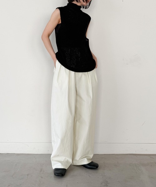 select MOCA by son（セレクトモカバイソン）の「コットンブレンドカーブワイドパンツ【by SON】（その他パンツ・レディース・アイボリー/ブラック・SMALL/MEDIUM/LARGE）」の12枚目の写真