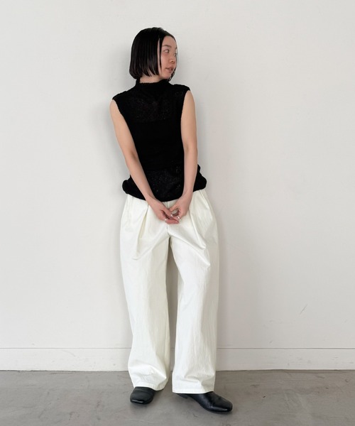 select MOCA by son（セレクトモカバイソン）の「コットンブレンドカーブワイドパンツ【by SON】（その他パンツ・レディース・アイボリー/ブラック・SMALL/MEDIUM/LARGE）」の13枚目の写真