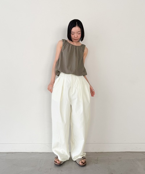 select MOCA by son（セレクトモカバイソン）の「コットンブレンドカーブワイドパンツ【by SON】（その他パンツ・レディース・アイボリー/ブラック・SMALL/MEDIUM/LARGE）」の15枚目の写真