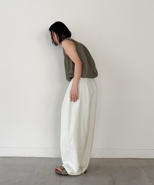 select MOCA by son（セレクトモカバイソン）の「コットンブレンドカーブワイドパンツ【by SON】（その他パンツ・レディース・アイボリー/ブラック・SMALL/MEDIUM/LARGE）」の19枚目の写真
