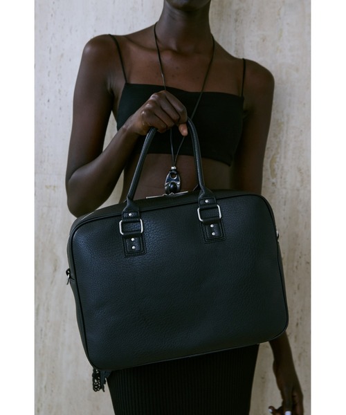 un/neu（アンノイ）の「BIGシボスクエアボストン /  A4、PC(14inch)収納可能 / 大容量バッグ（ボストンバッグ・レディース・カーキ/ブラック/ブルー/ブラウン・FREE）」の9枚目の写真