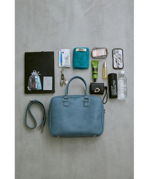 un/neu（アンノイ）の「BIGシボスクエアボストン /  A4、PC(14inch)収納可能 / 大容量バッグ（ボストンバッグ・レディース・カーキ/ブラック/ブルー/ブラウン・FREE）」の5枚目の写真