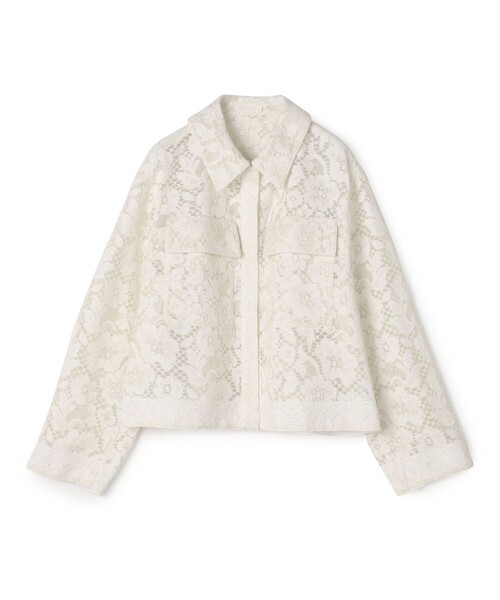 BALLSEY（ボールジィ）の「フラワーコードレース ステンカラーブルゾン（ブルゾン・レディース・ホワイト/ブラック・36）」の2枚目の写真