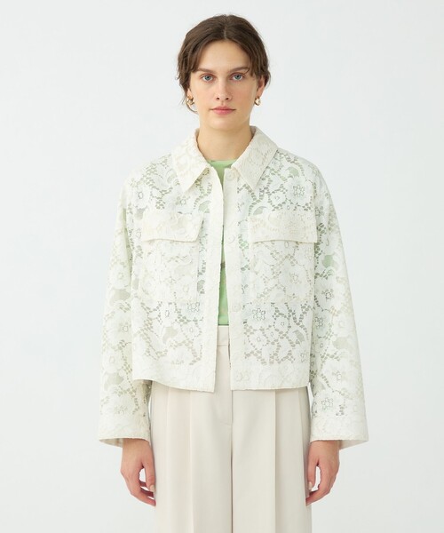 BALLSEY（ボールジィ）の「フラワーコードレース ステンカラーブルゾン（ブルゾン・レディース・ホワイト/ブラック・36）」の7枚目の写真