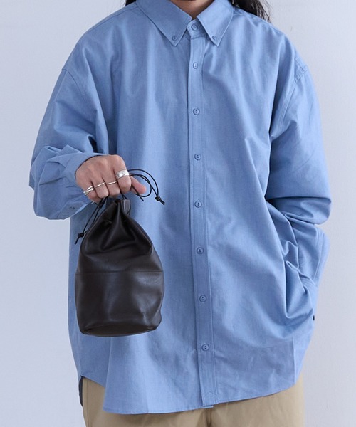 BICASH(ビカーシ)の「BICASH レザー巾着バッグ(B842)(ショルダーバッグ・メンズ・ブラック/ホワイト/ダークブラウン/シルバー・FREE)」の16枚目の写真