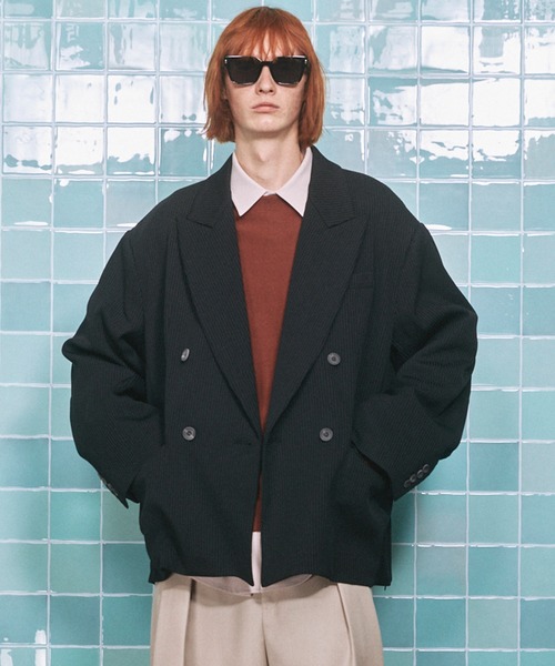 UNISEX》Omega Rib Prime-Over Double Tailored Jacket/オメガリブ