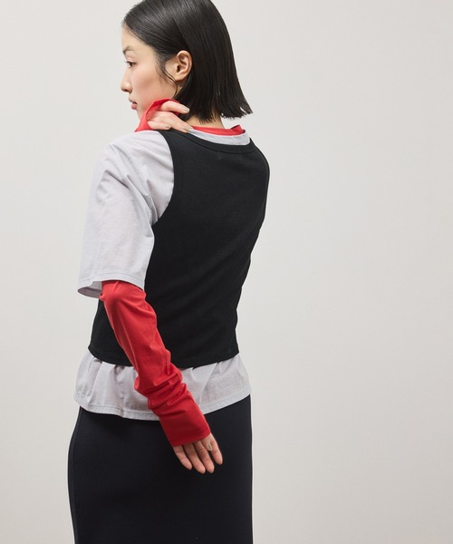 ADAM ET ROPE'（アダムエロペ）の「3レイヤードジャージートップス（Tシャツ/カットソー・レディース・グレー系その他/ブラック系その他・FREE）」の3枚目の写真