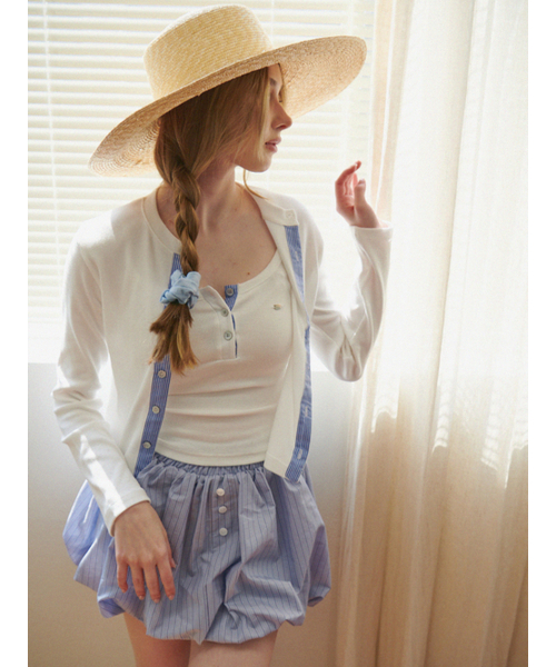 Striped color blocking cardigan (ivory)