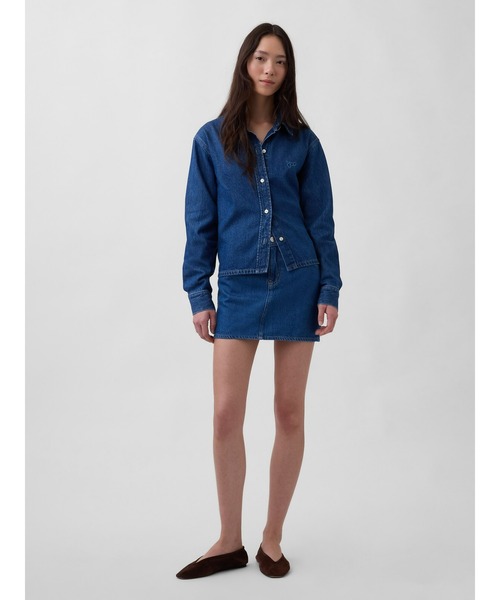 GAP（ギャップ）の「ウルトラソフトデニム ミニスカート（デニムスカート・レディース・インディゴブルー・23/24/25/26/27/28/29）」の4枚目の写真