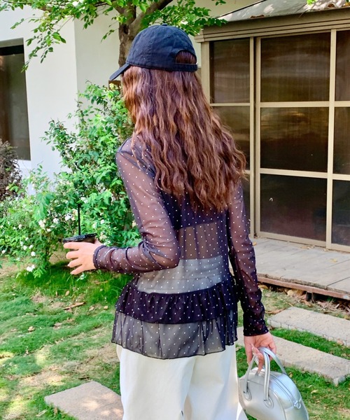 yuue' ( wear )(ユーイ)の「ドット柄チュールティアードトップス(Tシャツ/カットソー・レディース・ホワイト/ブラック・FREE)」の18枚目の写真