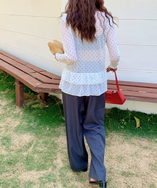 yuue' ( wear )(ユーイ)の「ドット柄チュールティアードトップス(Tシャツ/カットソー・レディース・ホワイト/ブラック・FREE)」の10枚目の写真