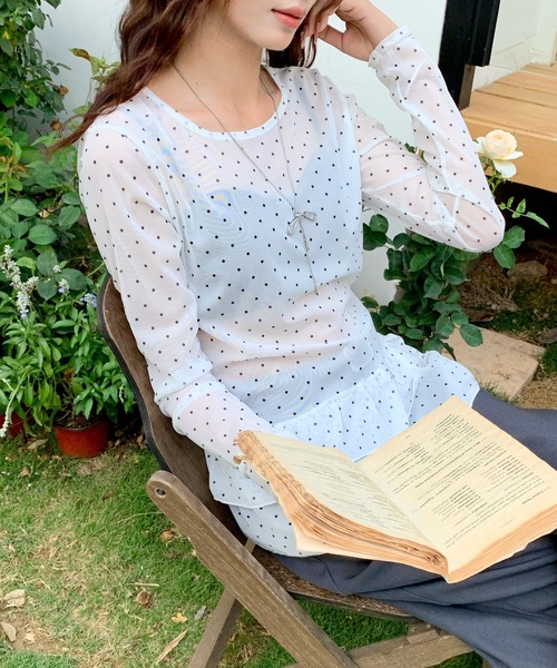 yuue' ( wear )(ユーイ)の「ドット柄チュールティアードトップス(Tシャツ/カットソー・レディース・ホワイト/ブラック・FREE)」の14枚目の写真