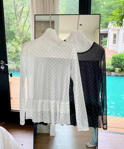 yuue' ( wear )(ユーイ)の「ドット柄チュールティアードトップス(Tシャツ/カットソー・レディース・ホワイト/ブラック・FREE)」の21枚目の写真