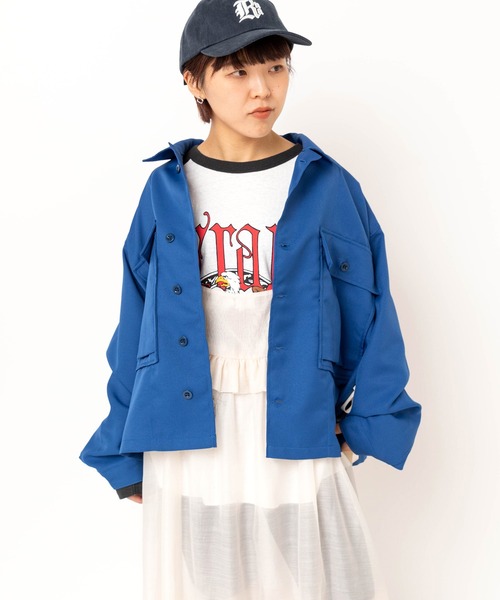 RNA（アールエヌエー）の「J2187 パイル刺繍シャツジャケット（その他アウター・レディース・ブルー・MEDIUM）」の2枚目の写真