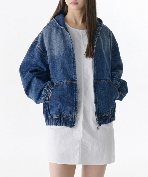セール】ウィメンズオーバーサイズデニムフードパーカージャケット