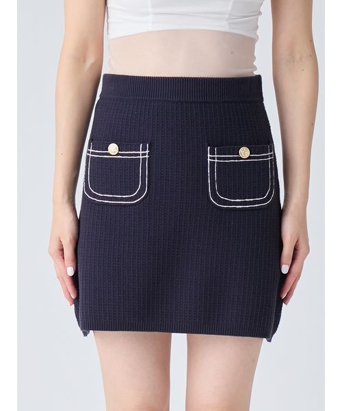 LILY BROWN（リリーブラウン）の「コットンニットミニスカート（スカート・レディース・ミント/ネイビー/オフホワイト・F）」の7枚目の写真