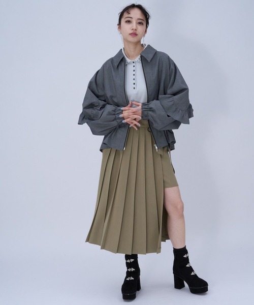 HARE（ハレ）の「プリーツスリットスカート(HARE)（スカート・レディース・ブラック/ベージュ・FREE）」の6枚目の写真