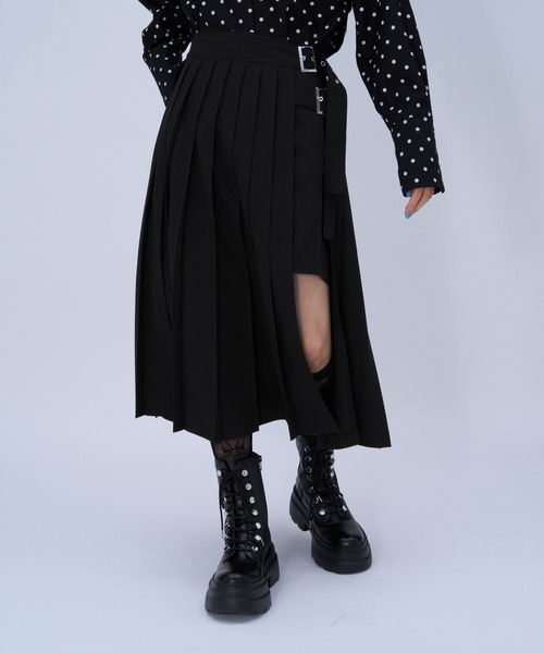 HARE（ハレ）の「プリーツスリットスカート(HARE)（スカート・レディース・ブラック/ベージュ・FREE）」の9枚目の写真