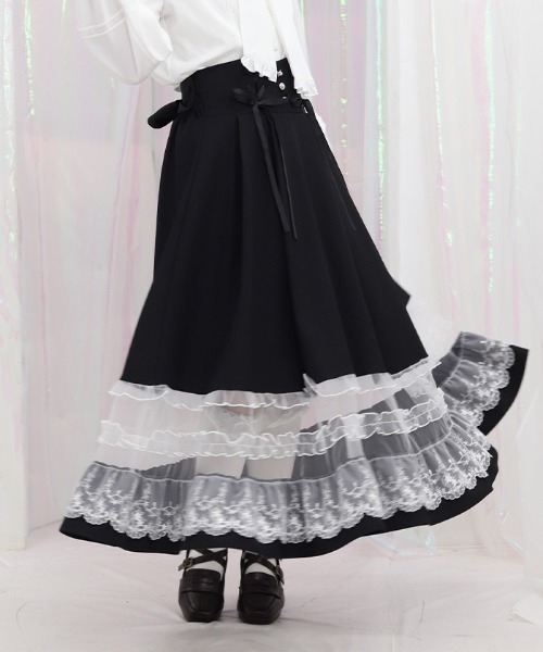 axes femme POETIQUE（アクシーズファムポエティック）の「バックリボンハイウエストスカート（スカート・レディース・ブラック/ベージュ/ミント・MEDIUM）」の2枚目の写真