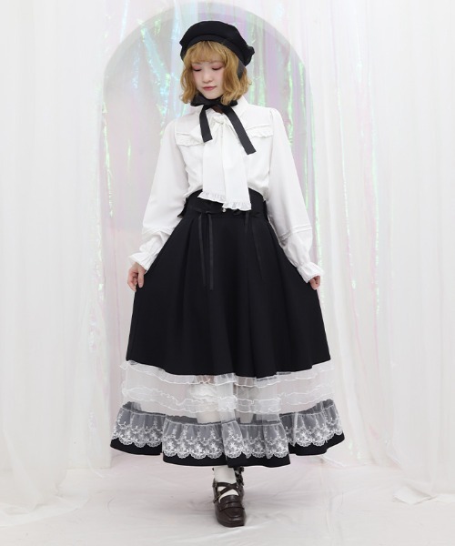 axes femme POETIQUE（アクシーズファムポエティック）の「バックリボンハイウエストスカート（スカート・レディース・ブラック/ベージュ/ミント・MEDIUM）」の4枚目の写真