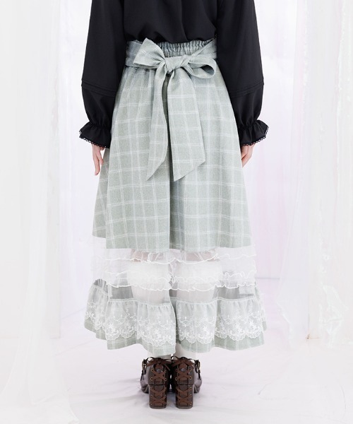 axes femme POETIQUE（アクシーズファムポエティック）の「バックリボンハイウエストスカート（スカート・レディース・ブラック/ベージュ/ミント・MEDIUM）」の6枚目の写真