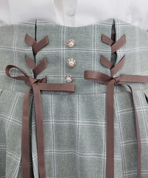 axes femme POETIQUE（アクシーズファムポエティック）の「バックリボンハイウエストスカート（スカート・レディース・ブラック/ベージュ/ミント・MEDIUM）」の8枚目の写真