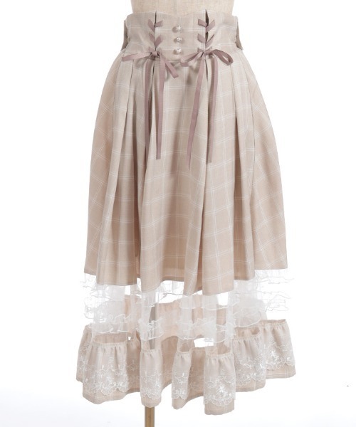 axes femme POETIQUE（アクシーズファムポエティック）の「バックリボンハイウエストスカート（スカート・レディース・ブラック/ベージュ/ミント・MEDIUM）」の9枚目の写真