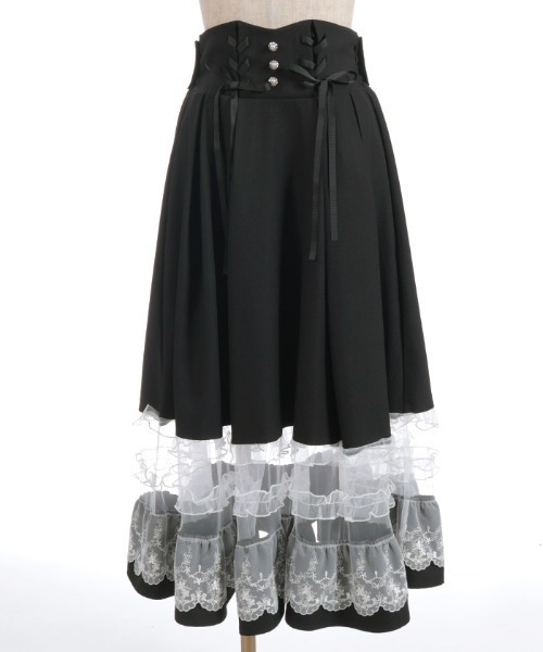 axes femme POETIQUE（アクシーズファムポエティック）の「バックリボンハイウエストスカート（スカート・レディース・ブラック/ベージュ/ミント・MEDIUM）」の18枚目の写真