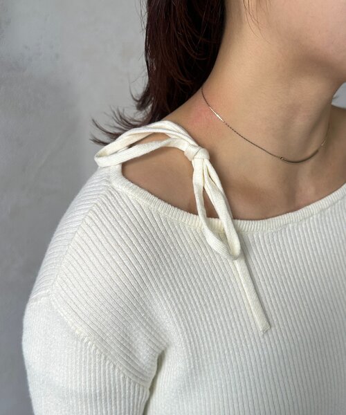 Thevon(ゼボン)の「アシメホルター袖フレアニット(ニット/セーター・レディース・ブラウン/アイボリー/オレンジ・FREE)」の10枚目の写真