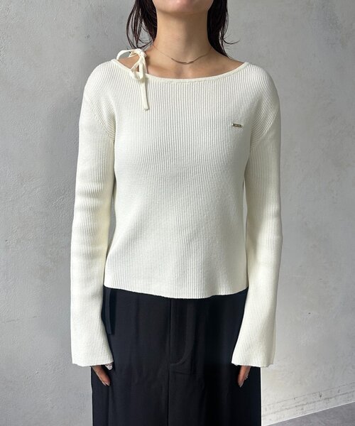 Thevon(ゼボン)の「アシメホルター袖フレアニット(ニット/セーター・レディース・ブラウン/アイボリー/オレンジ・FREE)」の12枚目の写真