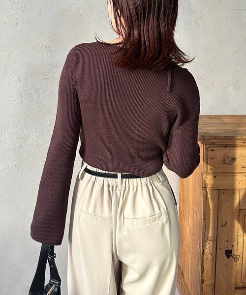 Thevon(ゼボン)の「アシメホルター袖フレアニット(ニット/セーター・レディース・ブラウン/アイボリー/オレンジ・FREE)」の20枚目の写真