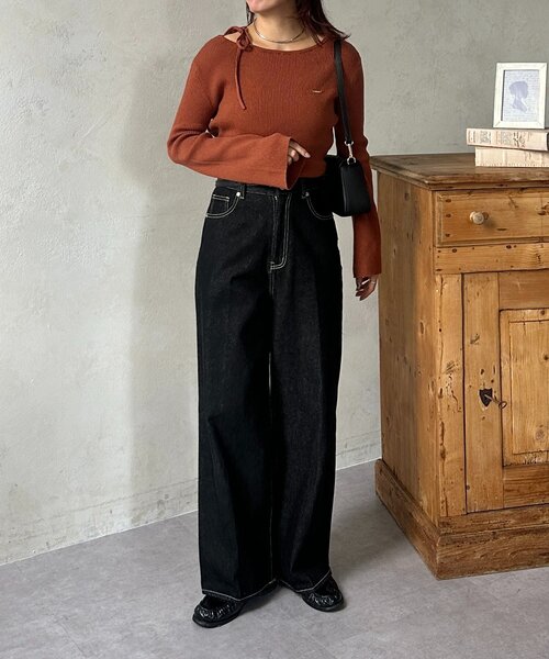 Thevon(ゼボン)の「アシメホルター袖フレアニット(ニット/セーター・レディース・ブラウン/アイボリー/オレンジ・FREE)」の21枚目の写真