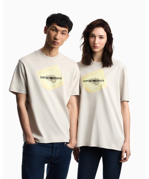 EMPORIO ARMANI（エンポリオアルマーニ）の「【エンポリオ アルマーニ】Icon Tシャツ インターロックジャージー 刺繍（Tシャツ/カットソー・メンズ・ベージュ系1/ネイビー/ベージュ系その他・X-SMALL/LARGE/X-LARGE/SMALL/MEDIUM/XX-LARGE）」の2枚目の写真