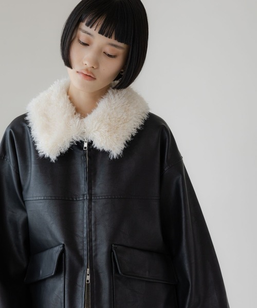 LOWRYS FARM(ローリーズファーム)の「エリファーレザーブルゾン 636406(ブルゾン・レディース・ブラック・FREE)」の7枚目の写真