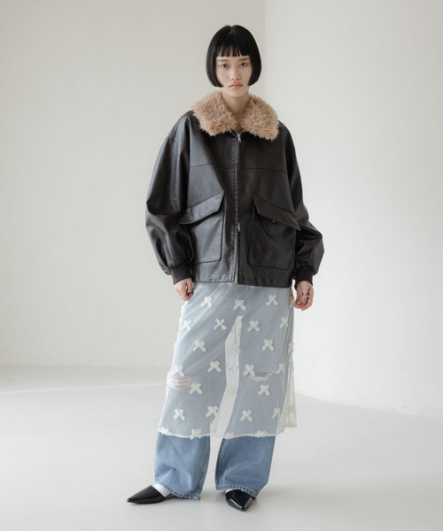 LOWRYS FARM(ローリーズファーム)の「エリファーレザーブルゾン 636406(ブルゾン・レディース・ブラック・FREE)」の8枚目の写真