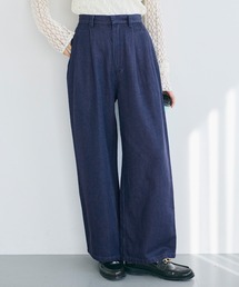 とろみデニムタックパンツ