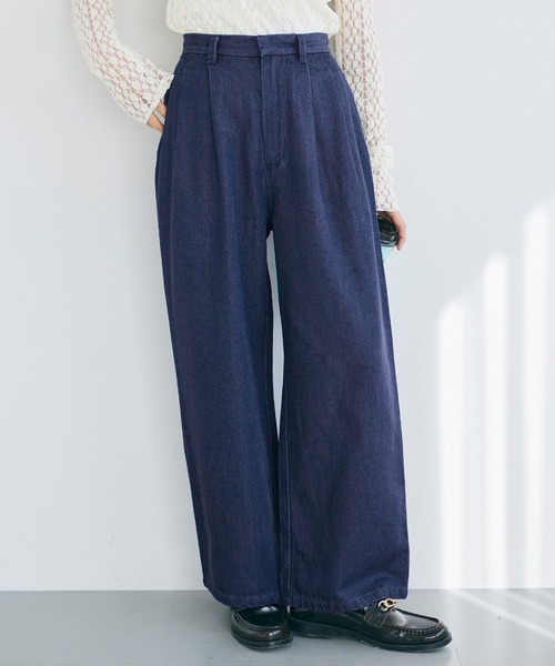 coca(coca)(コカ)の「とろみデニムタックパンツ(その他パンツ・レディース・ブルー/インディゴブルー・L/M/S)」の1枚目の写真