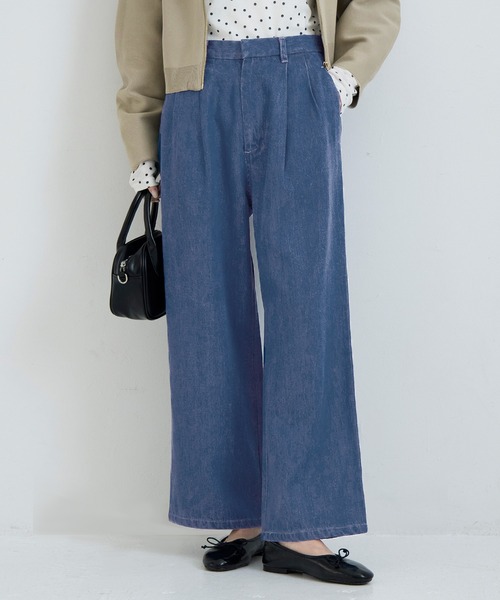 coca(coca)(コカ)の「とろみデニムタックパンツ(その他パンツ・レディース・ブルー/インディゴブルー・L/M/S)」の2枚目の写真